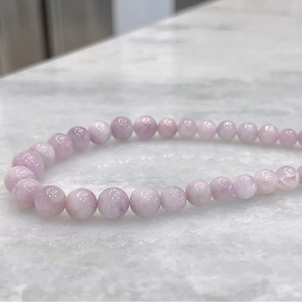 Kunzite Beaded Sterling Silver Magnetic Clasp Necklace